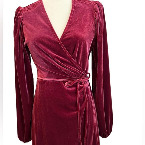 GIANNI BINI Leighton Wrap Dress in Merlot - Picture 3 of 9